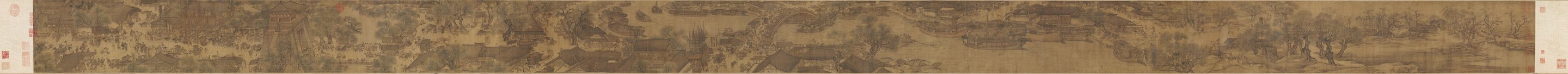 《清明上河图》虹桥与桥下漕船局部